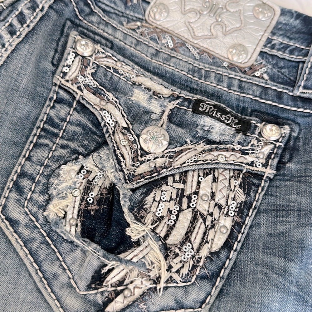 Miss Me angel wing pocket flare jeans
